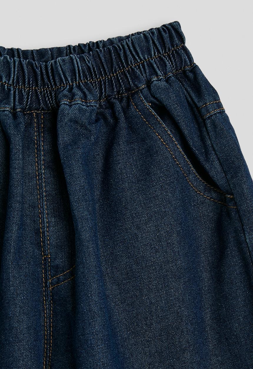 Pop Candy - Denim square neck top with bermuda pants - dark blue