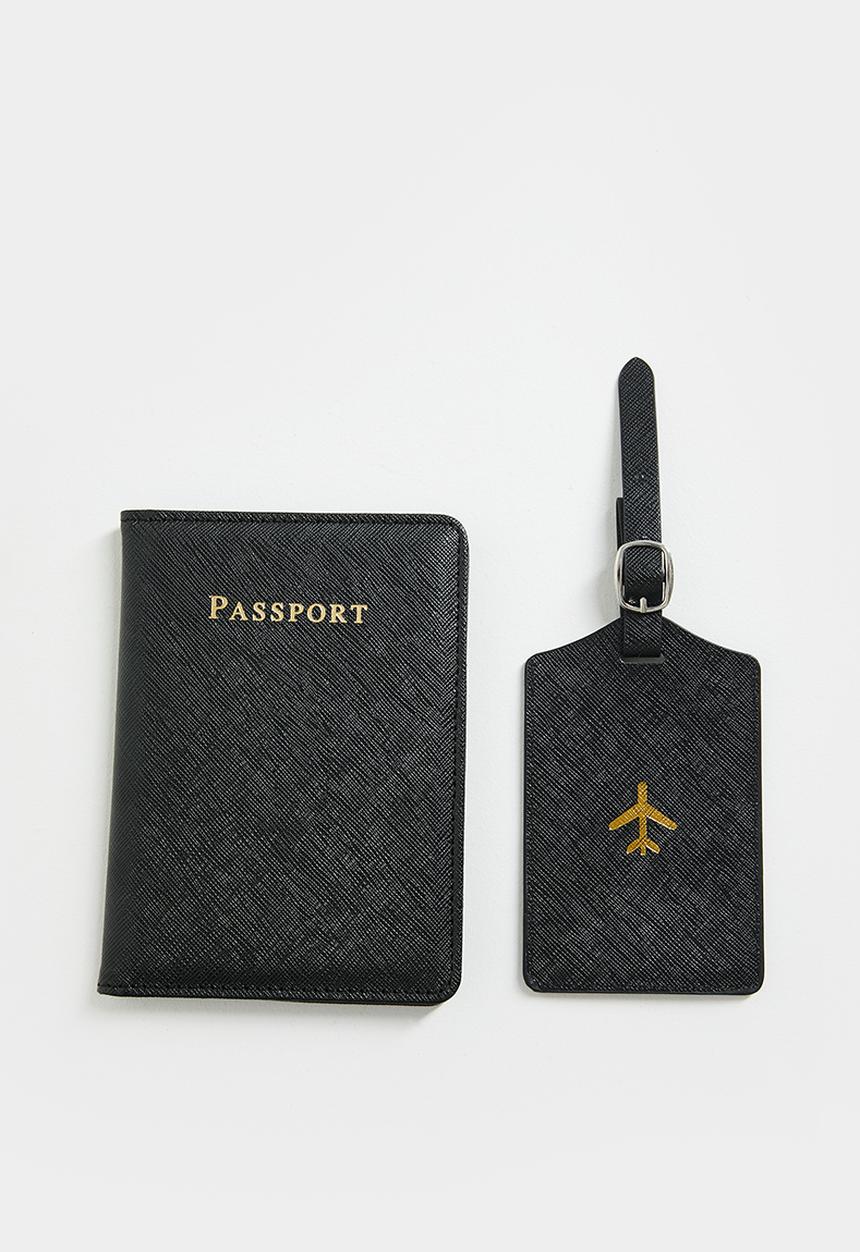 Pop Candy - Passport cover and luggage tag set - black