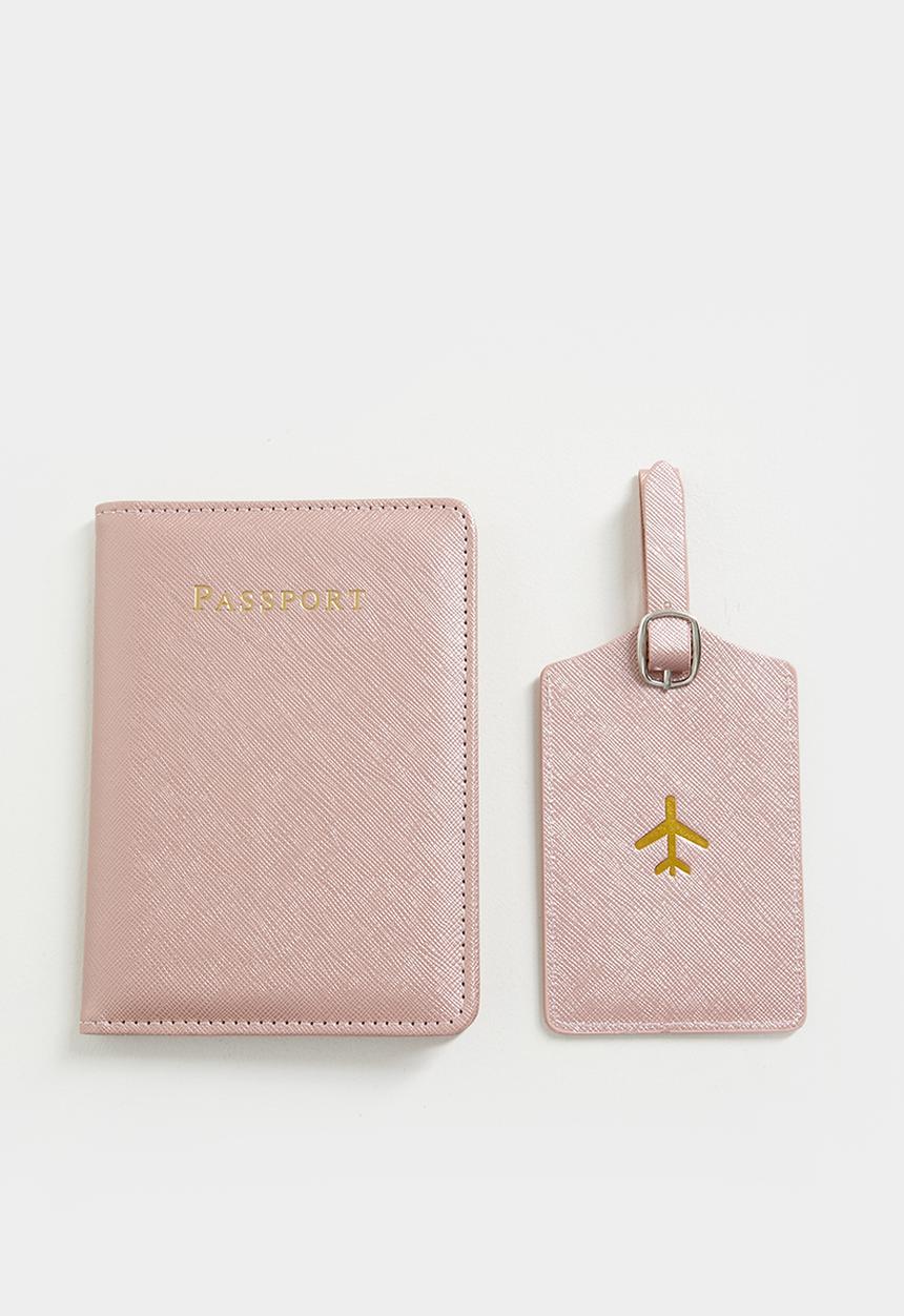 Pop Candy - Passport cover and luggage tag set - dusty pink