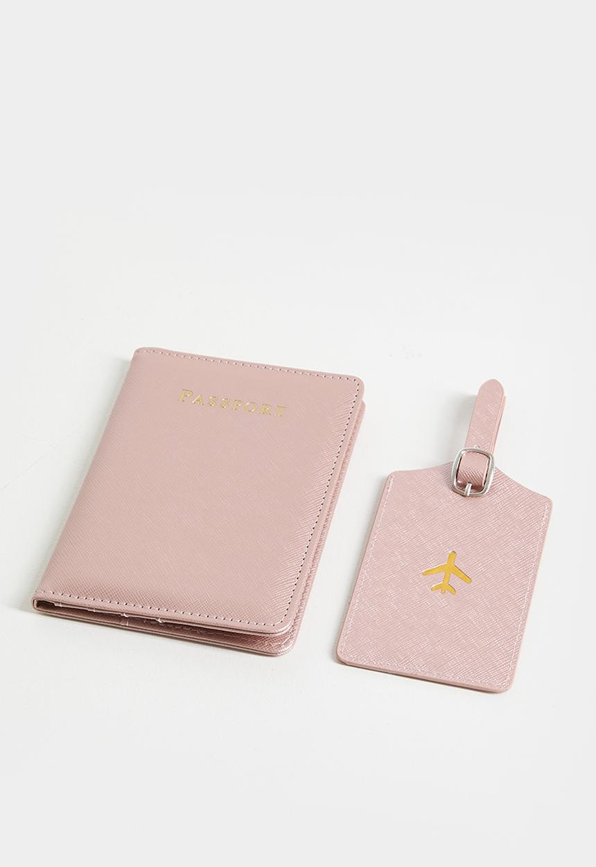 Pop Candy - Passport cover and luggage tag set - dusty pink