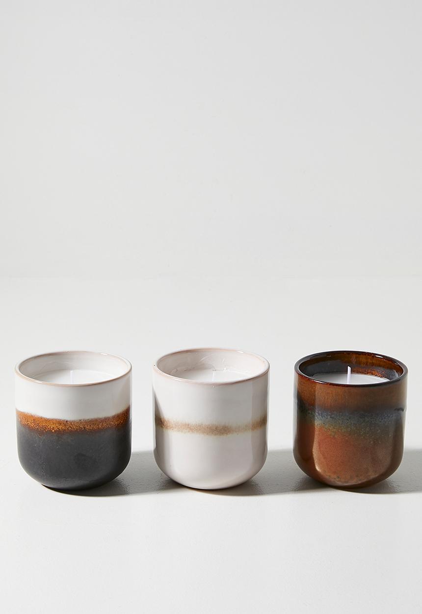 H&S - Candle in ceramic set of 3 - Multi