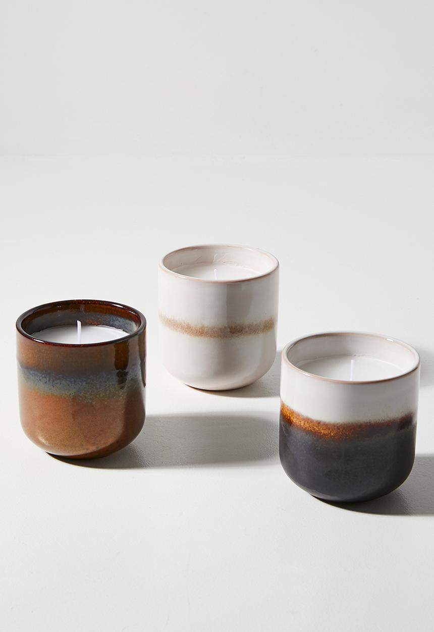 H&S - Candle in ceramic set of 3 - Multi