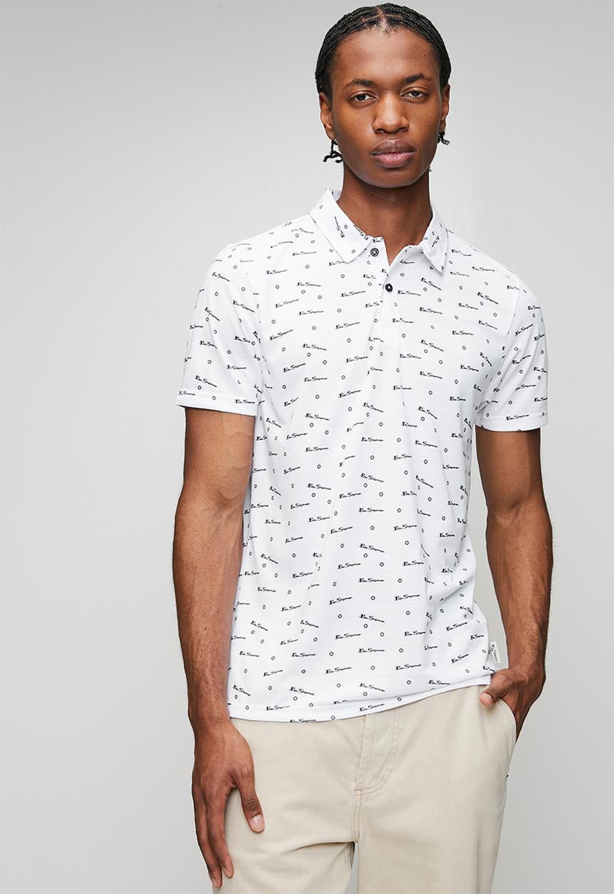 Ben Sherman - Ben Tar AOP Polo  - White