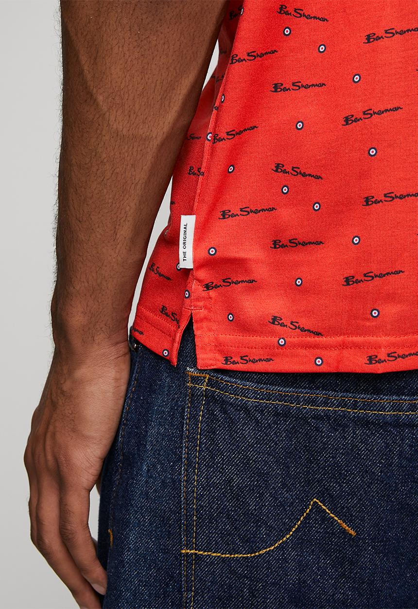 Ben Sherman - Ben Tar AOP Polo  - Red