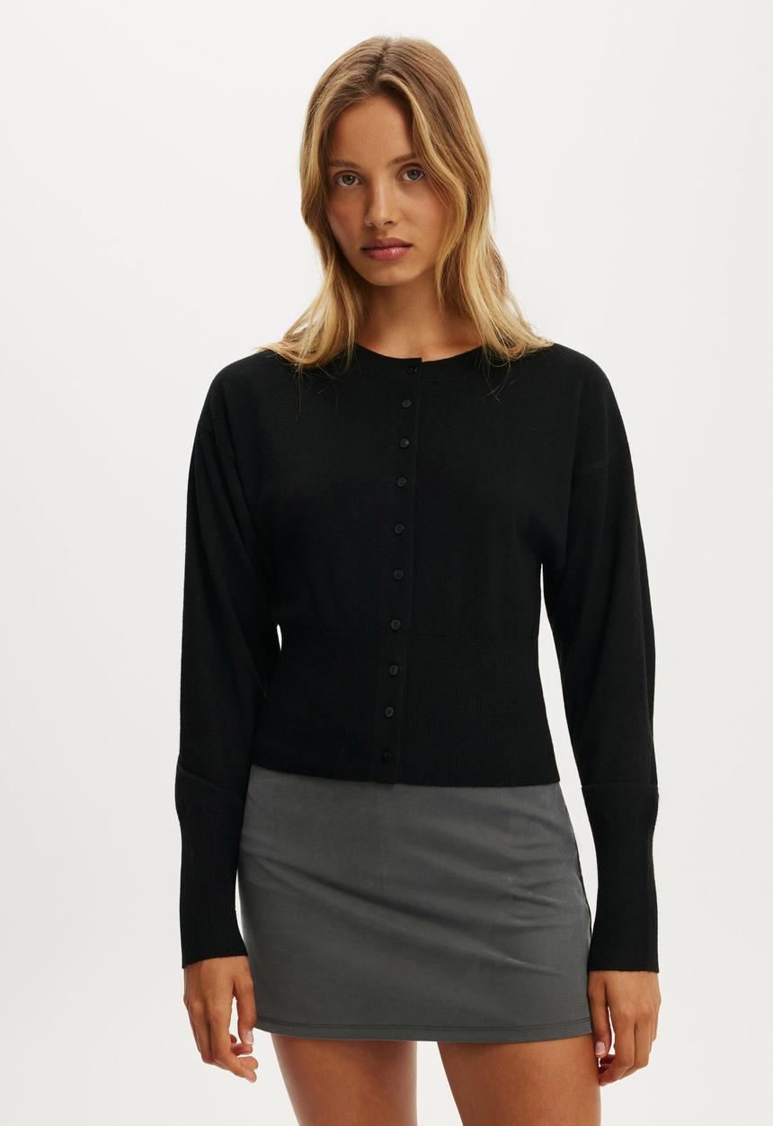 Cotton On - Sara Button Cardigan - Black