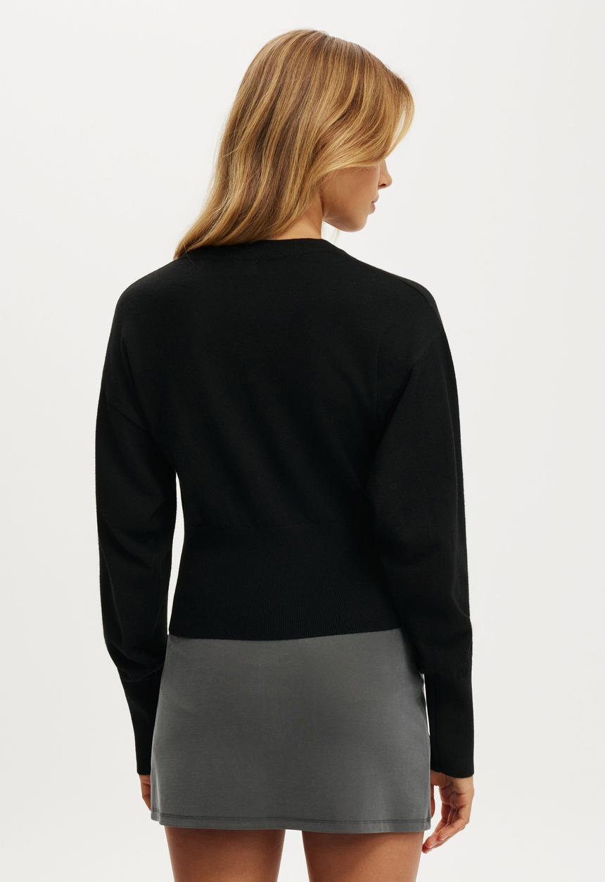 Cotton On - Sara Button Cardigan - Black