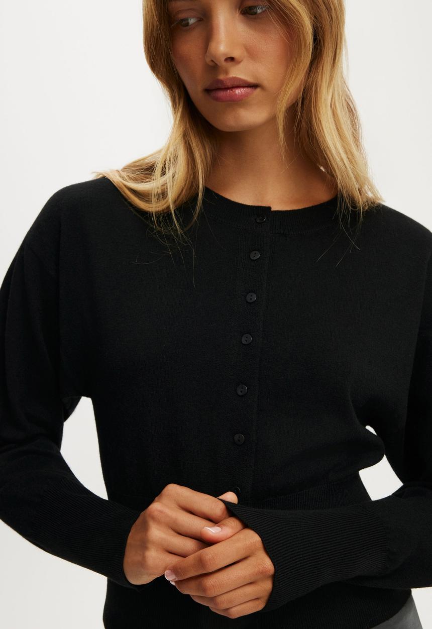 Cotton On - Sara Button Cardigan - Black
