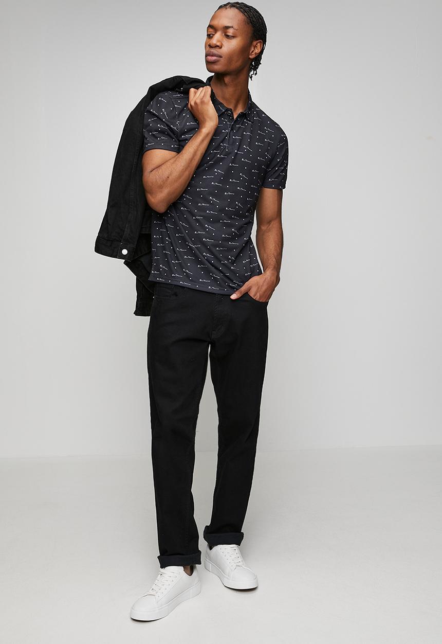 Ben Sherman - Ben Tar AOP Polo  - Black