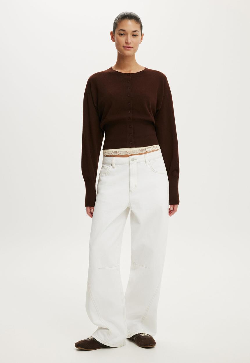 Cotton On - Sara Button Cardigan - Dark Oak