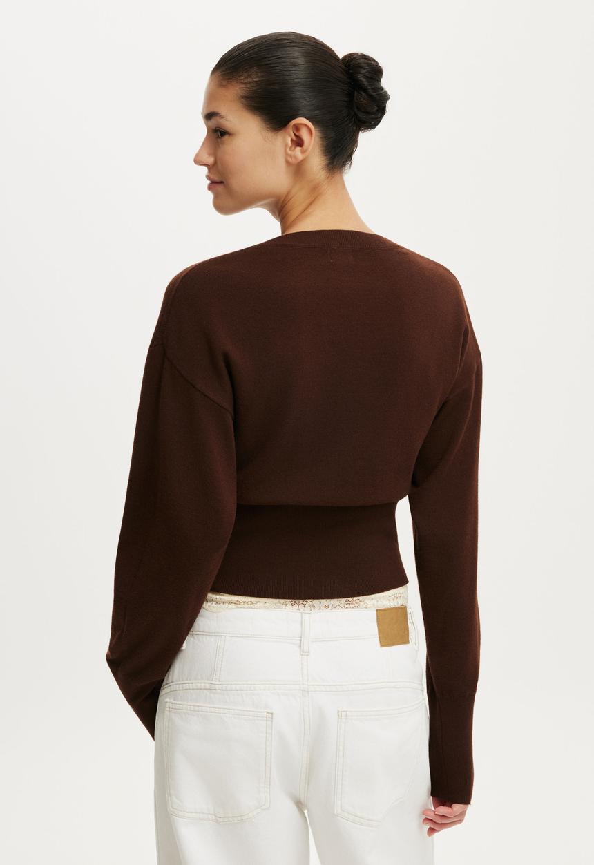 Cotton On - Sara Button Cardigan - Dark Oak
