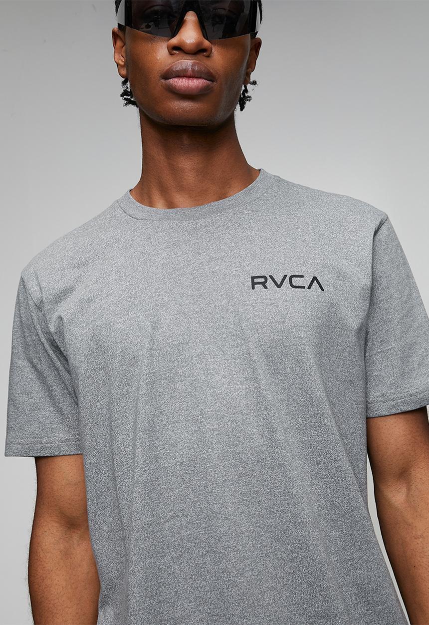RVCA - Small Rvca Essentials Short Sleeve - Grey Noise Mocktwist - Black Logo