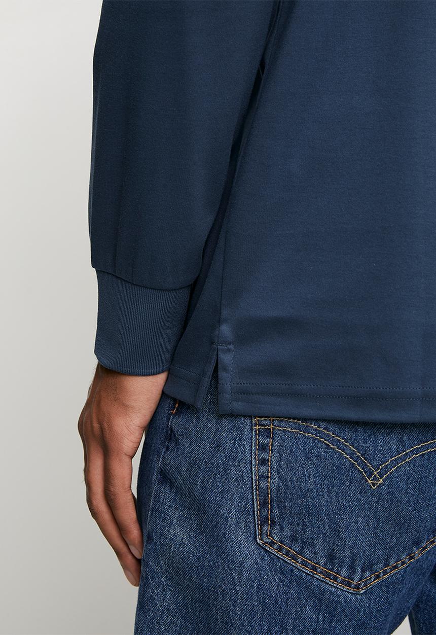Pringle of Scotland - Edward Long Sleeve Golfer - Mid Blue