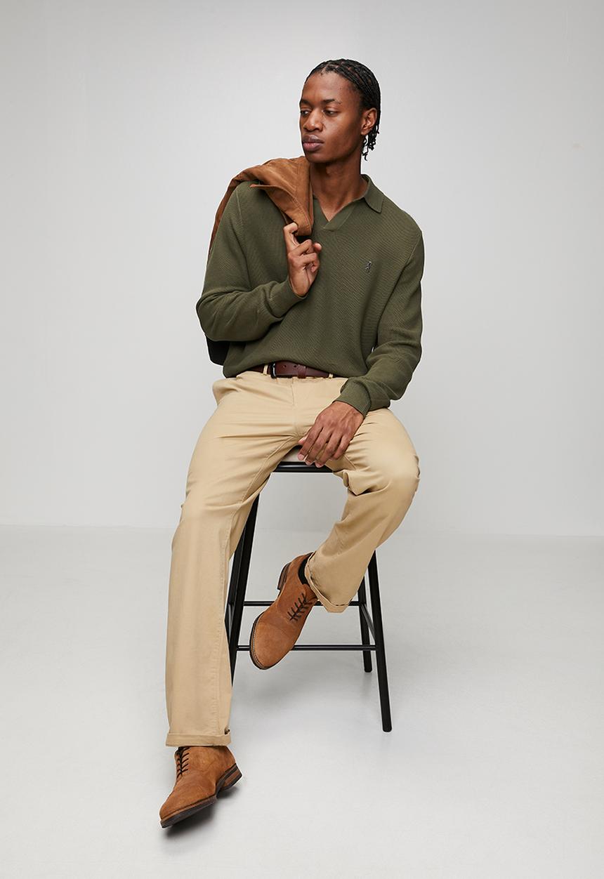 Pringle of Scotland - Brian Collar Textured Knitwear - Olive