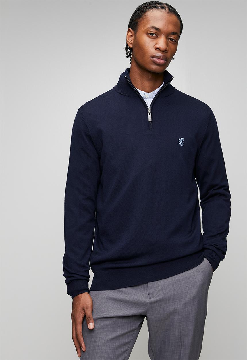 Pringle of Scotland - Ernie 1/4 Zip Merino Knitwear - Navy