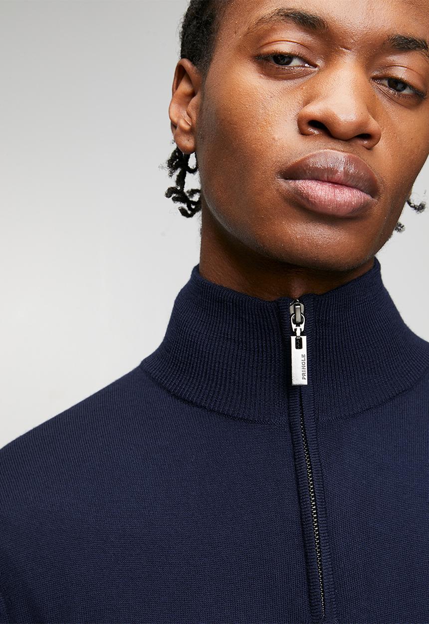 Pringle of Scotland - Ernie 1/4 Zip Merino Knitwear - Navy