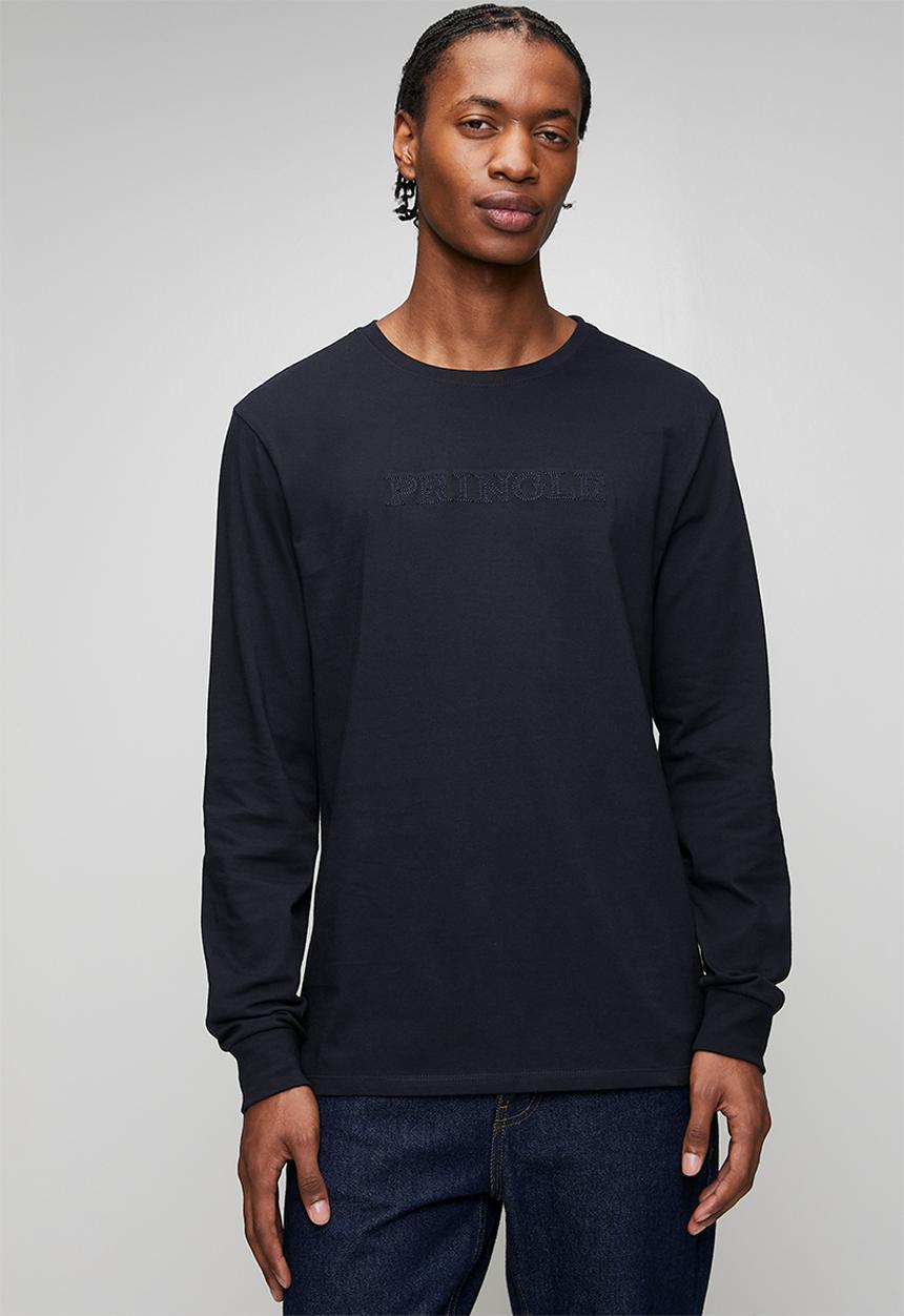 Pringle of Scotland - Noah Embroidery Long Sleeve T-Shirt - Navy