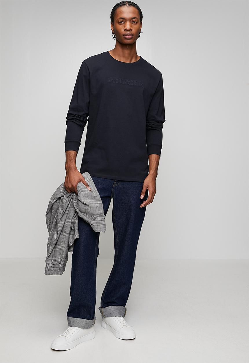 Pringle of Scotland - Noah Embroidery Long Sleeve T-Shirt - Navy