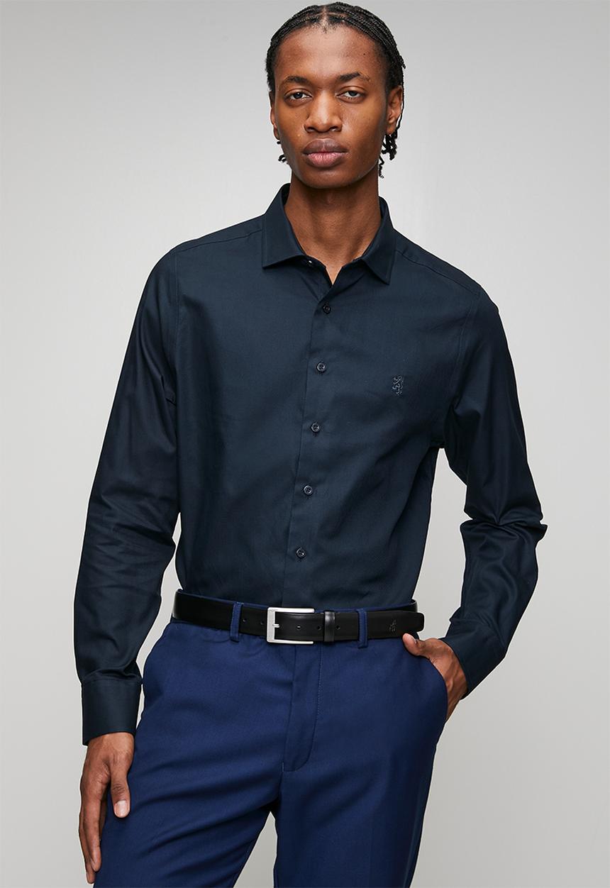 Pringle of Scotland - Tim Long Sleeve Tailored Shirt - Navy