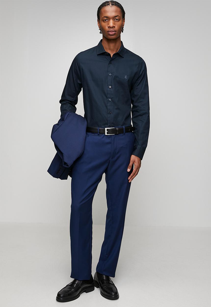 Pringle of Scotland - Tim Long Sleeve Tailored Shirt - Navy