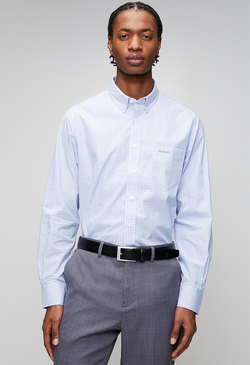 Pringle of Scotland - Lawrence Check Long Sleeve Classic Shirt - Light Blue