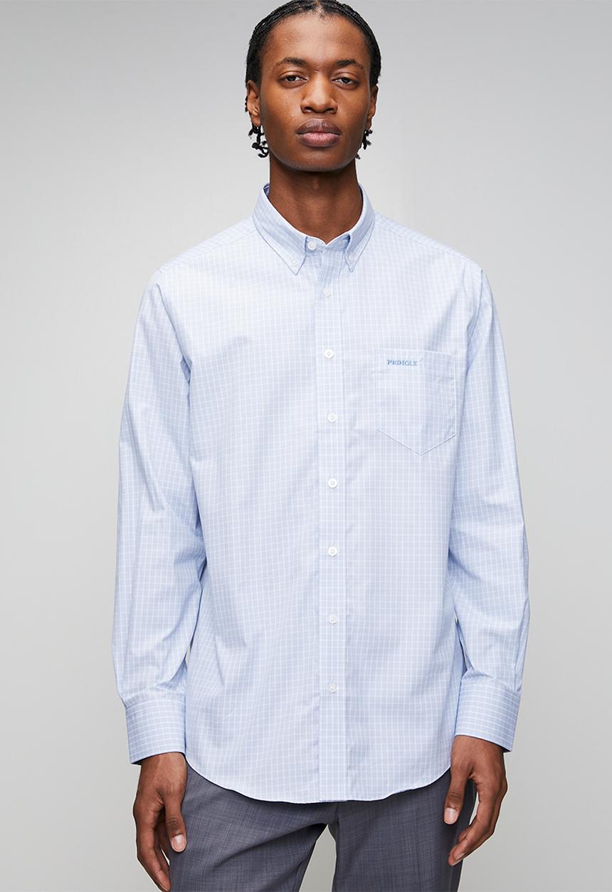 Pringle of Scotland - Lawrence Check Long Sleeve Classic Shirt - Light Blue