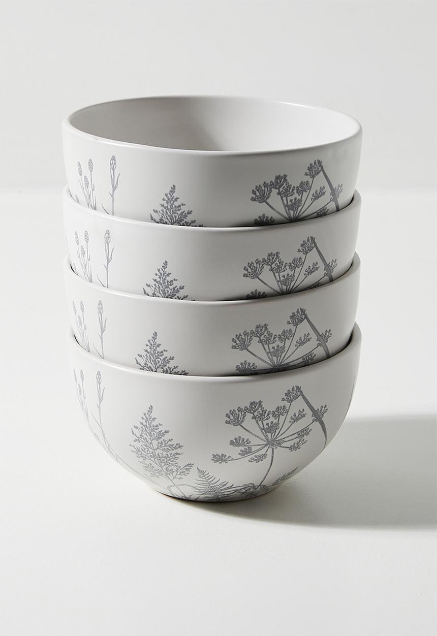 Excellent Houseware - Flora bowl set of 4 - Grey