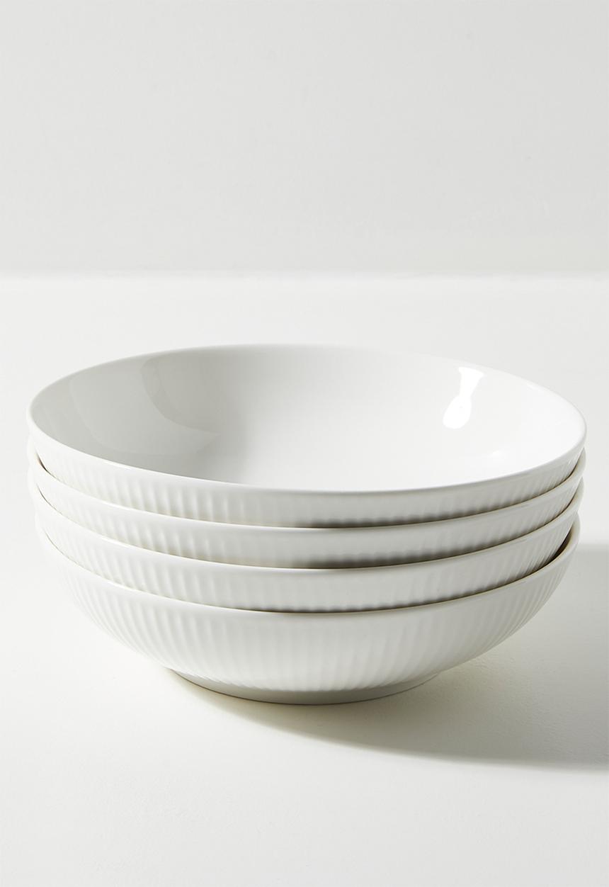 Excellent Houseware - Sia porcelain pasta bowl set of 4 - White