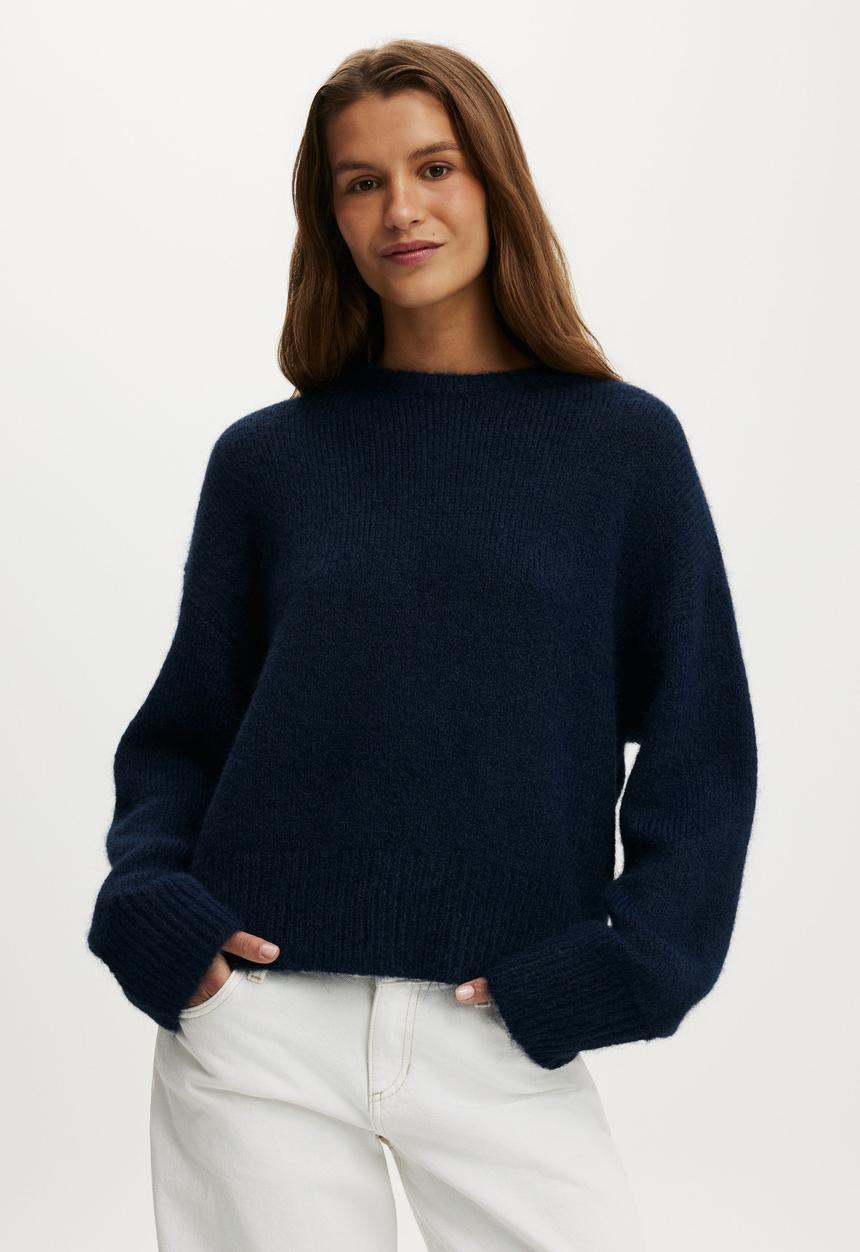 Cotton On - Luxe Crew Neck Sweater - Dreamy Navy