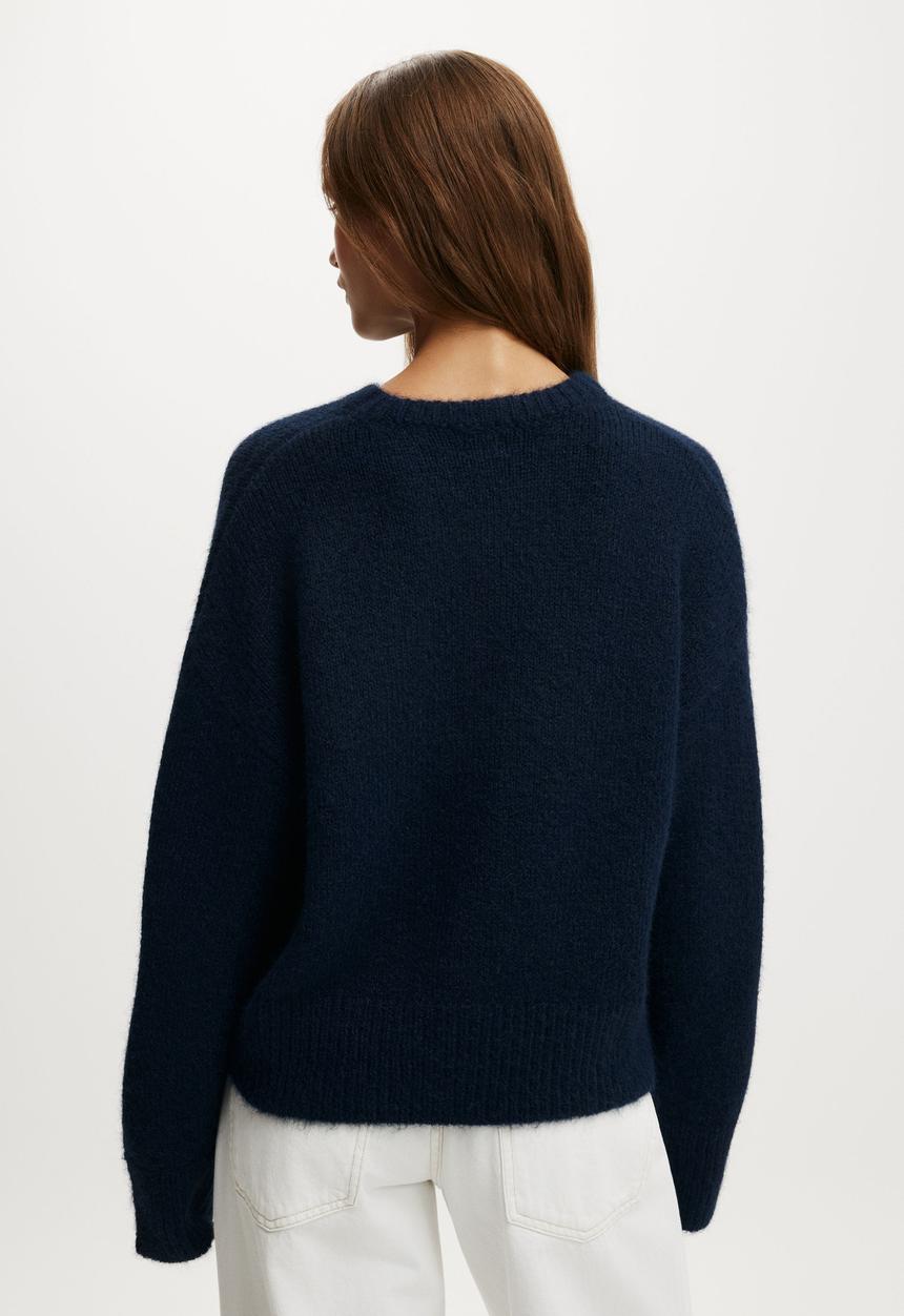 Cotton On - Luxe Crew Neck Sweater - Dreamy Navy