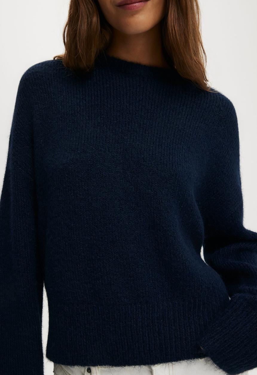 Cotton On - Luxe Crew Neck Sweater - Dreamy Navy