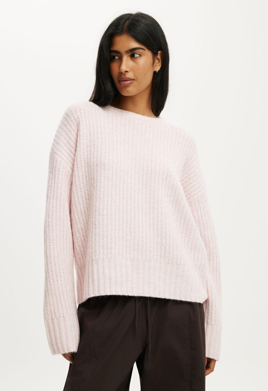 Cotton On - Luxe Crew Neck Sweater - Lofty Soft Pink
