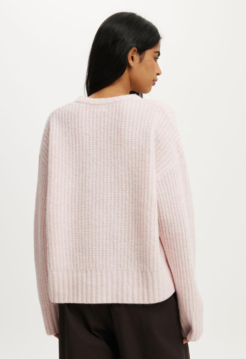 Cotton On - Luxe Crew Neck Sweater - Lofty Soft Pink