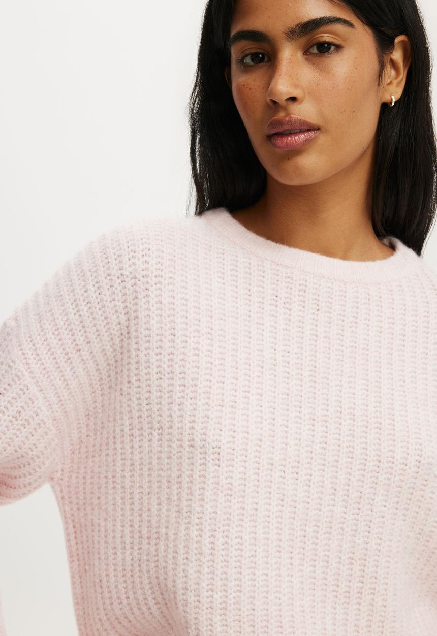 Cotton On - Luxe Crew Neck Sweater - Lofty Soft Pink