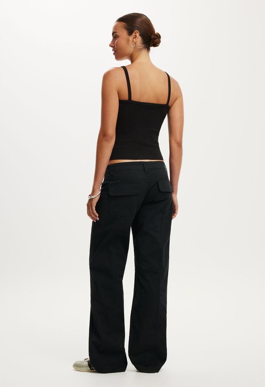 Cotton On - Lexi low rise utility pant - black