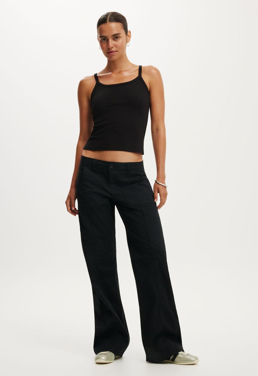 Cotton On - Lexi low rise utility pant - black