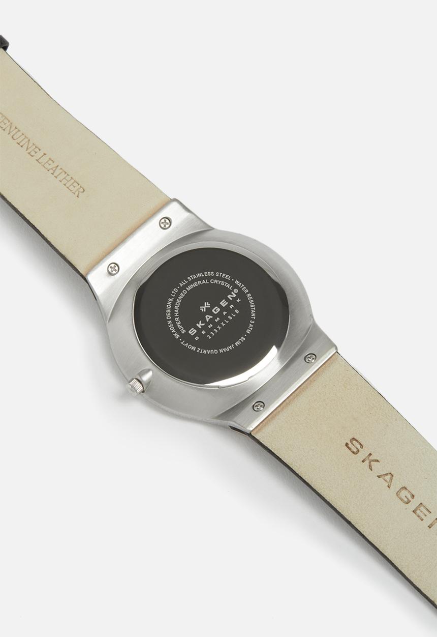 Skagen - Grenen  leather watch - black