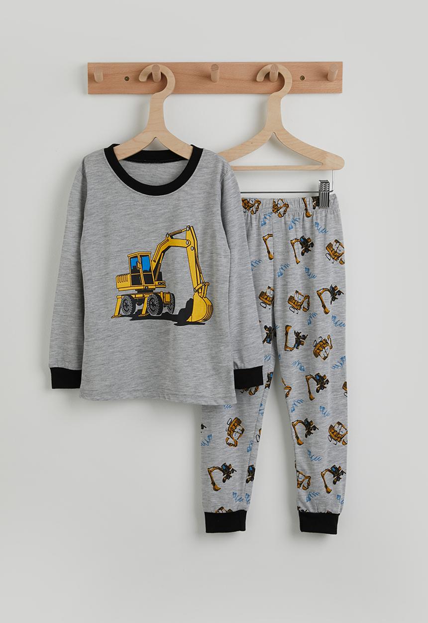 Pop Candy - Long pj set - light grey / bulldozers