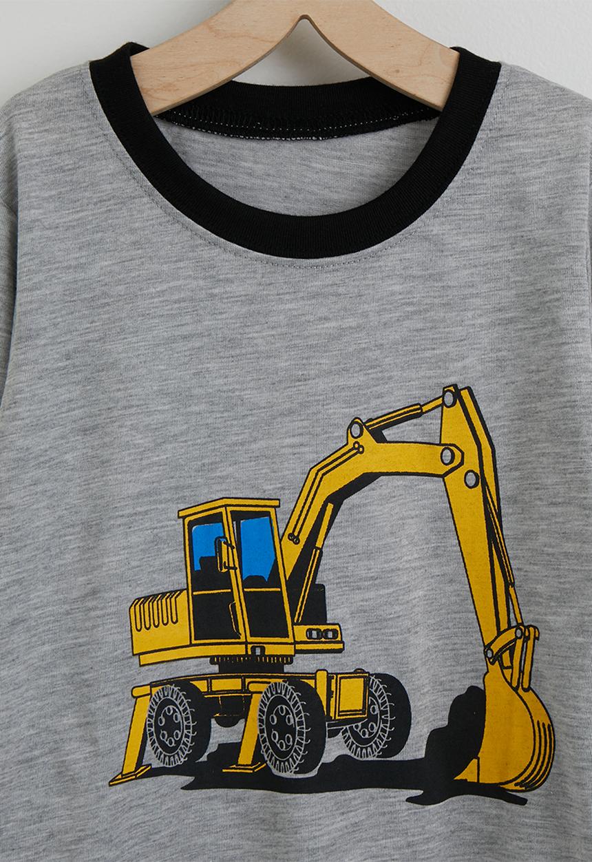 Pop Candy - Long pj set - light grey / bulldozers