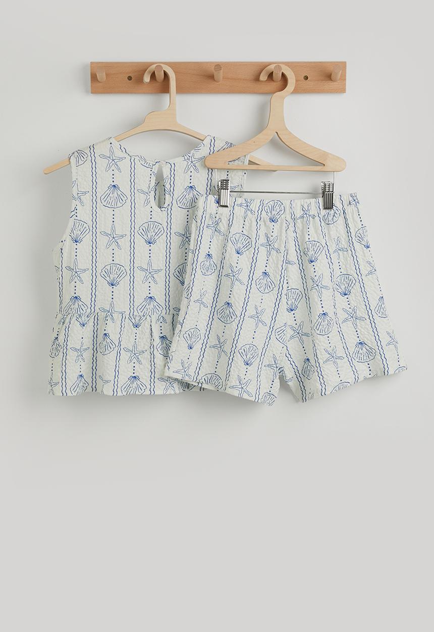 Pop Candy - Motif peplum tee and shorts - off white