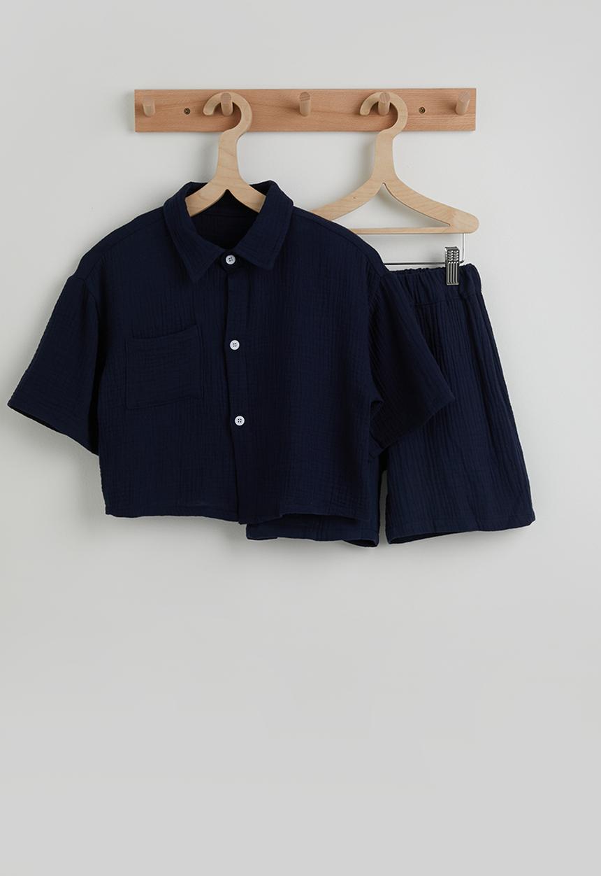 Pop Candy - Cropped shirt and shorts - navy