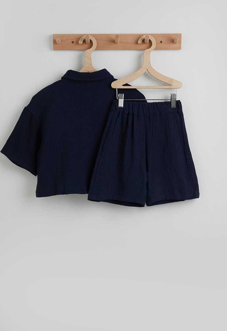 Pop Candy - Cropped shirt and shorts - navy