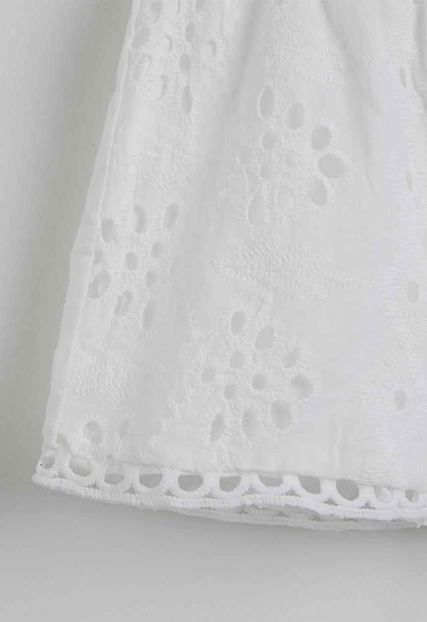 Pop Candy - Anglaise broderie top & shorts with scalloped hem - white
