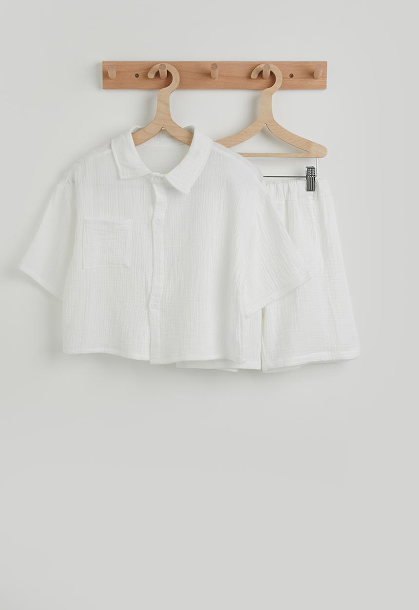 Pop Candy - Cropped shirt with shorts - white