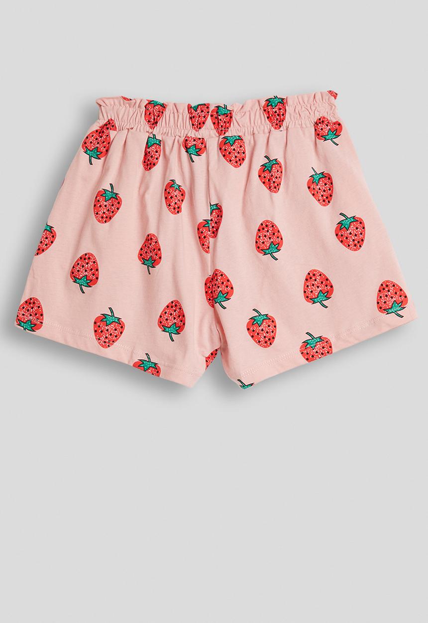 Pop Candy - Strawberry aop shorts with mock drawstring - pink