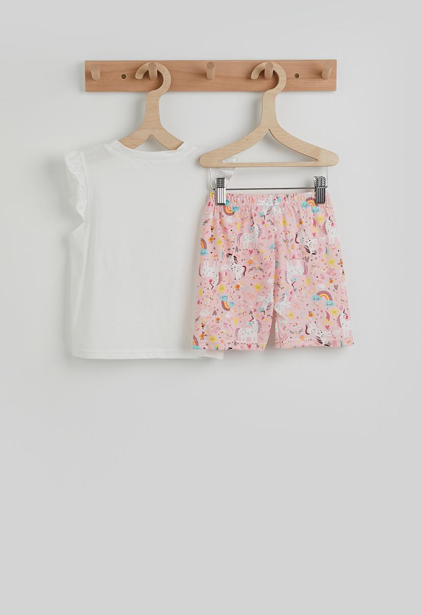 Pop Candy - Frilled sleeve pj set - white/pink/unicorn