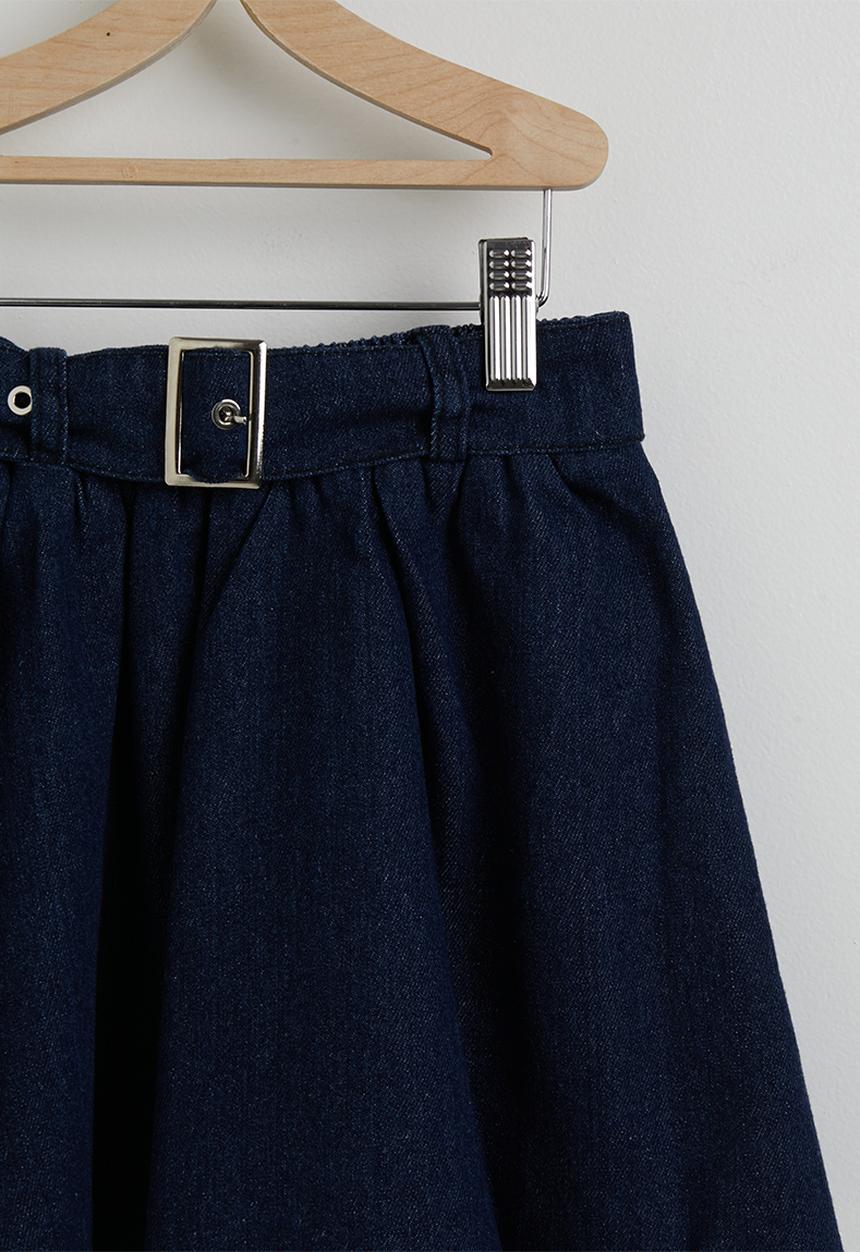 Pop Candy - Denim shacket with circular skirt - dark blue