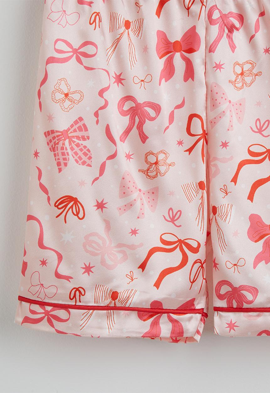 Pop Candy - Corded bow multi aop pj set - pink