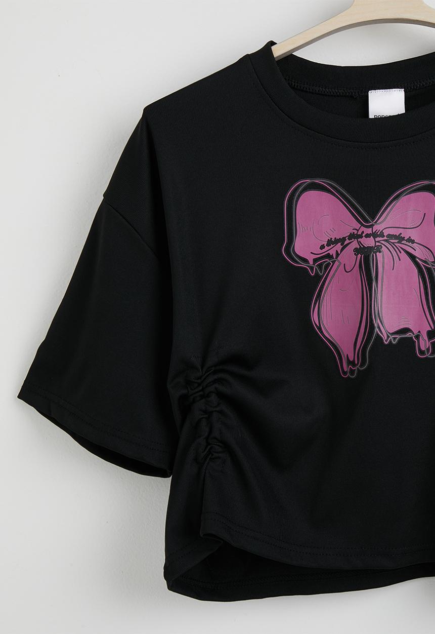 Pop Candy - Bow graphic tee with maxi skirt - black