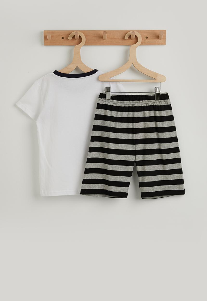 Pop Candy - Monster truck graphic with striped shorts - white/grey