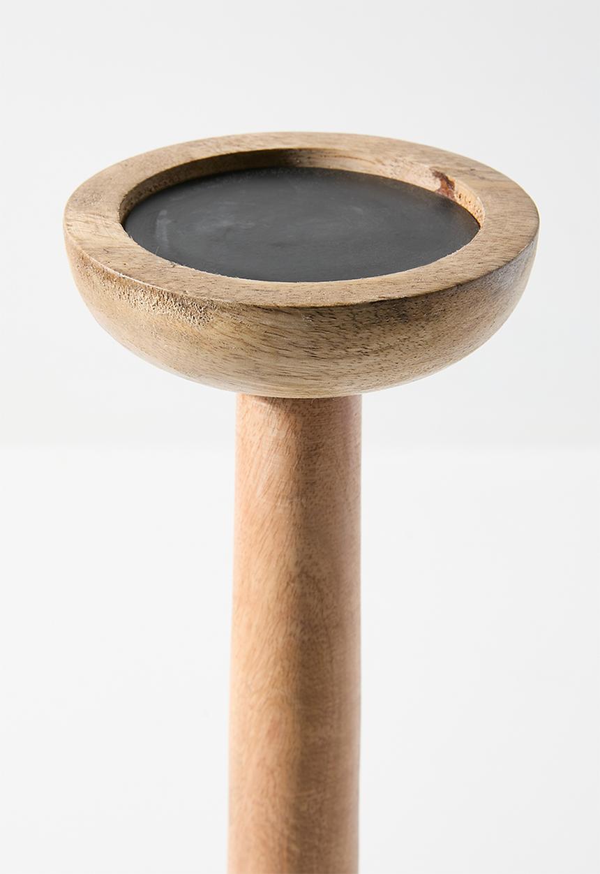 H&S - Contempo wood candle holder large - natural